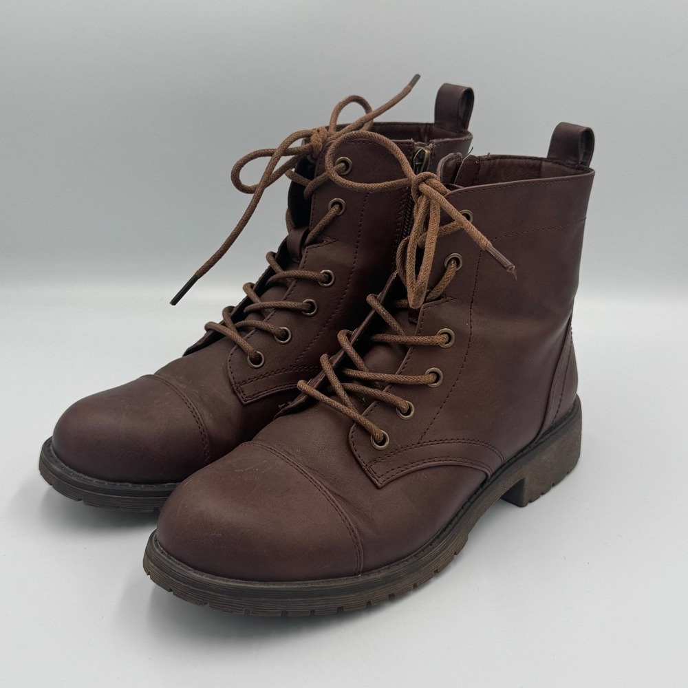 Vepose Brown Lace-Up Combat Boots